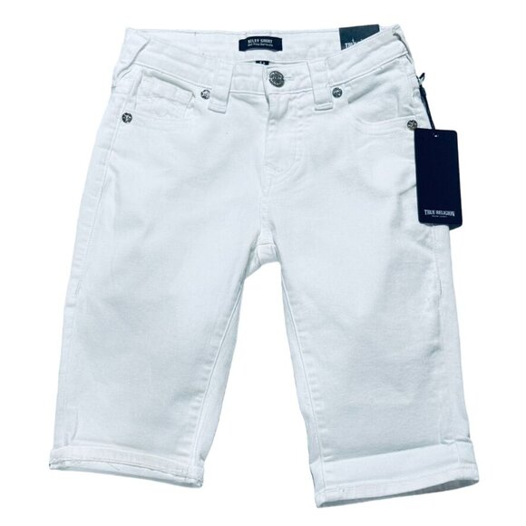 TRUE RELIGION RILEY SHORT Women's Shorts Cotton Stretch Mid Rise Bermuda Size 24 - Picture 3 of 8